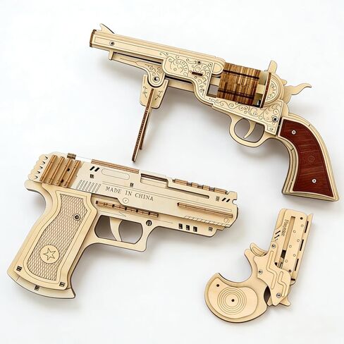 Adult 3D Wooden Puzzle Rubber Band Gun - 1851 Pistol Model, Crafted from Thickened Basswood. This Educational STEM Puzzle Toy is Ideal as a Birthday Gift or Youth Decoration. in Saudi Arabia