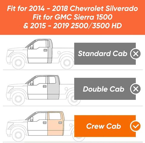 سجادات أرضية الشاحنة TPE: مناسبة خصيصًا لسيارة Chevy Silverado لـ GMC Sierra 1500 2014 2015 2016 2017 2018 & 2500 HD | 3500 HD 2015-2019 Crew Cab - حماية من جميع الأحوال الجوية، غير قابلة للانزلاق، سهلة التنظيف، ملحقات السيارة in Kuwait