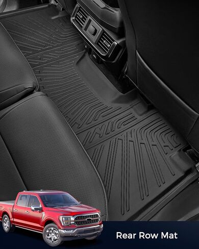 سجادات أرضية CreekT® لسيارة Ford F150 2015-2025 2026 (SuperCab/الكابينة الممتدة فقط)، سجادات أرضية مطاطية مناسبة لجميع الأحوال الجوية للصف الأول والثاني لسيارة Ford F 150 XL، XLT، ملحقات الشاحنات المقاومة للماء شديدة التحمل in Kuwait