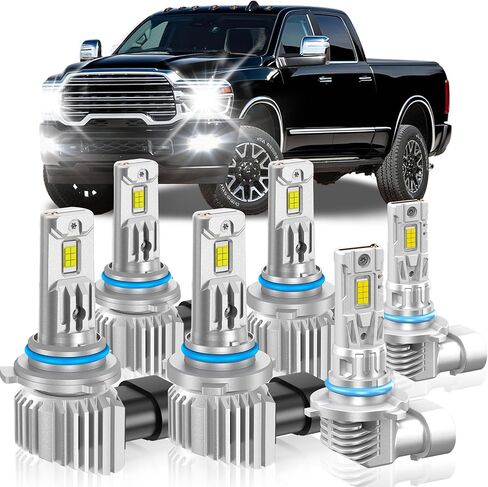 Fit for Dodge 2013-2015 Ram 1500 2500 3500(with Projector) Light Bulbs, High/Low Beam Fog Light Bulbs Combo, 800% Brightness CSP Chips, 6000K White, Efficient Heat Dissipation, Pack of 6 in Saudi Arabia