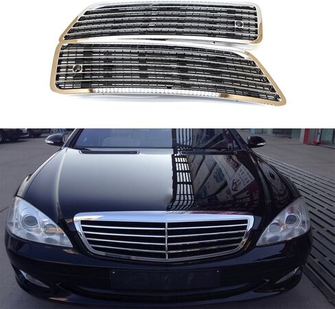 غطاء محرك السيارة العلوي بفتحة تهوية للشواية كروم أسود 1 زوج متوافق مع مرسيدس بنز S550 W221 2007-2013 2218800205 2218800305 in Kuwait