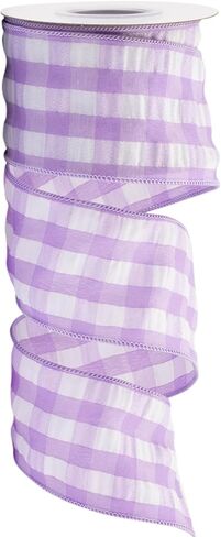 2-1/2 Inch Bubbled Check Ribbon, 10 Yards Purple and White Wired Edge Ribbon for Gift Wrapping, Crafts, Wreaths, Garlands, Weddings and Christmas in Saudi Arabia