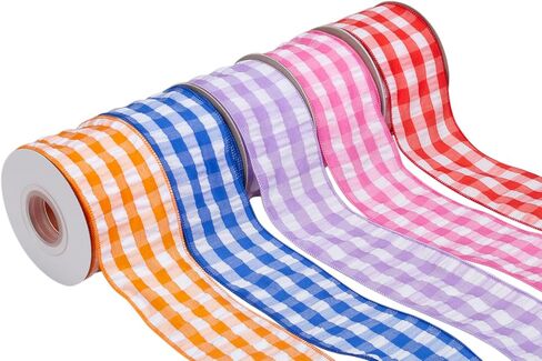 2-1/2 Inch Bubbled Check Ribbon, 10 Yards Purple and White Wired Edge Ribbon for Gift Wrapping, Crafts, Wreaths, Garlands, Weddings and Christmas in Saudi Arabia