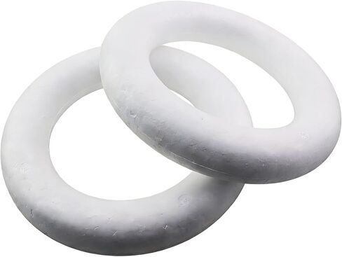 2PCS DIY Decorative Foam Rings 8 Inch White Round Wreath Base Suitable for Christmas Halloween Weddings Home Decor in Kuwait
