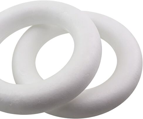 2PCS DIY Decorative Foam Rings 8 Inch White Round Wreath Base Suitable for Christmas Halloween Weddings Home Decor in Kuwait