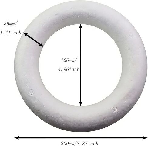 2PCS DIY Decorative Foam Rings 8 Inch White Round Wreath Base Suitable for Christmas Halloween Weddings Home Decor in Kuwait