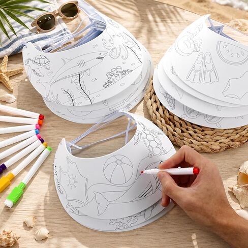 24pcs EVA Foam Visor Summer Crafts Sun Hat Crafts Kits DIY Beach Sun Visor Hat Activities for Ocean Animals Foam Visors DIY Craft Kit for Summer Party Home Activities in Saudi Arabia