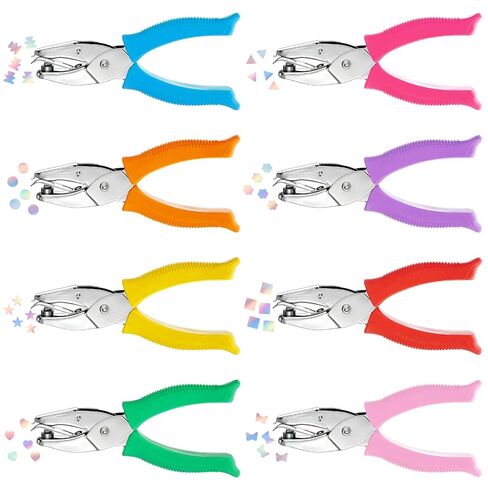 8 Pcs Hole Punch Shapes Single Hole Punchers for Crafts, Handheld Metal Punch with Soft Grip 1/4" 3/16" 5/16" Hole Paper Punch for Binder Scrapbooking DIY Tags Ticket in Saudi Arabia