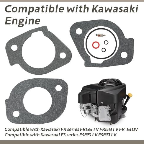 11028-6295 مجموعة حشية المكربن ​​المتوافقة مع محرك سلسلة كاواساكي FR FS FR651V FS651V FR691V FS691V FR730V مجموعة صيانة إعادة بناء ختم الكربوهيدرات تحل محل 11028-6318 in Kuwait