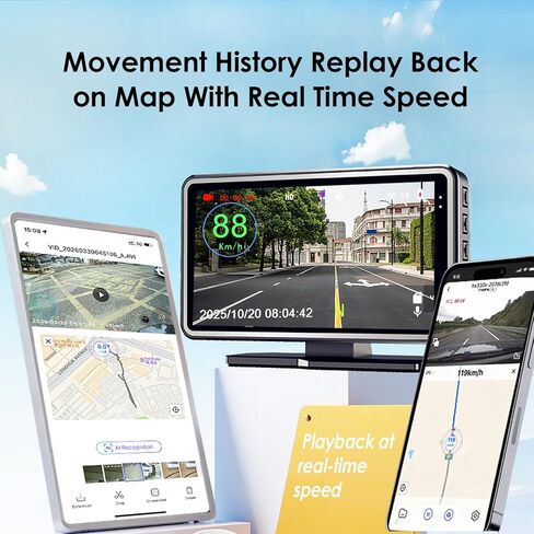 عداد السرعة العالمي لتحديد المواقع للسيارة HUD شاشة عرض السرعة الرقمية + كاميرا داش تسجيل فيديو DVR + إعادة تشغيل تتبع نظام تحديد المواقع مرة أخرى على الخريطة جهاز 3 في 1 in Kuwait