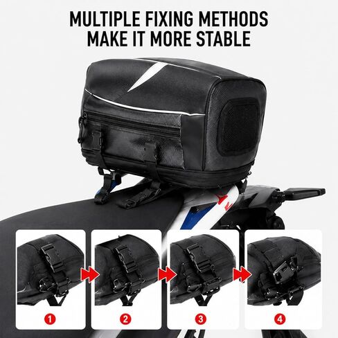 Motorcycle Backseat Bag For Kawasaki KLX300 2020-2026,Waterproof Rear Bag Large Capacity Carbon Pu Material Double-Row Buckle Anti-Slip Fixing in Kuwait