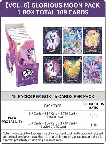 KAYOU My Little Pony Trading Cards Moon Edition Series 6 Collector Box 18 Booster Packs Rare Collectible Set【CN】 in Saudi Arabia