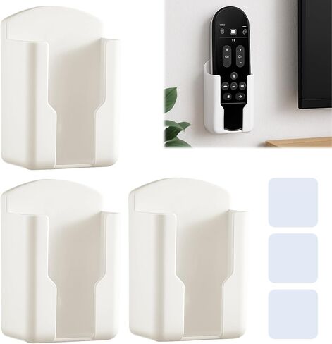 TV Remote Holder Wall Mount – 3 Pack Wall Organizer for Remote Control and Fan Remotes, Remote Wall Holder for Bedroom, Office, or Media Console (White) in Saudi Arabia