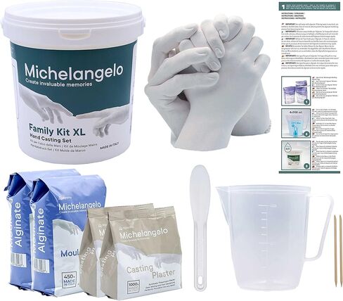 Algaplay Michelangelo Family KIT XL Casting Hands and Feet with high Precision Alginate and Plaster for Footprints of Child, Adults and Couple. Including Free Measuring Cup and Mixing Spatula in Saudi Arabia