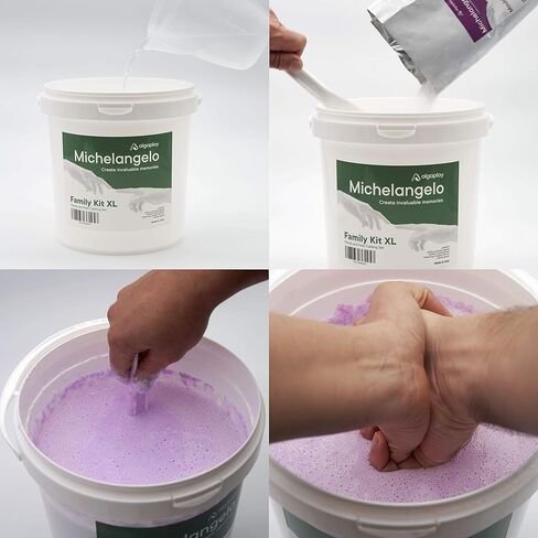 Algaplay Michelangelo Family KIT XL Casting Hands and Feet with high Precision Alginate and Plaster for Footprints of Child, Adults and Couple. Including Free Measuring Cup and Mixing Spatula in Saudi Arabia