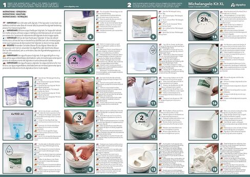 Algaplay Michelangelo Family KIT XL Casting Hands and Feet with high Precision Alginate and Plaster for Footprints of Child, Adults and Couple. Including Free Measuring Cup and Mixing Spatula in Saudi Arabia