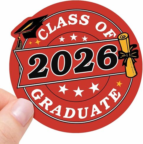 Class of 2026 Graduation Stickers, 120-Pack 1.6" Round Labels for Grad Announcements, Thank You Cards & Party Favor Bags, High School & College Senior 2026 Decorations (Red) in Saudi Arabia