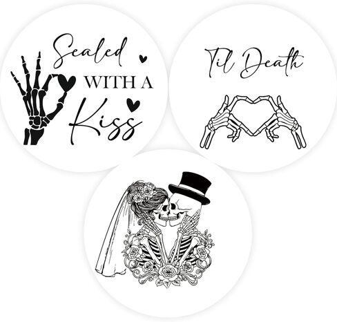60pcs Till Death Stickers, Gothic Wedding Stickers, Skeleton Bridal Shower Labels, Skull Themed Bachelorette/Engagement Party Favors in Saudi Arabia
