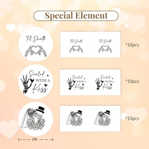 60pcs Till Death Stickers, Gothic Wedding Stickers, Skeleton Bridal Shower Labels, Skull Themed Bachelorette/Engagement Party Favors in Saudi Arabia