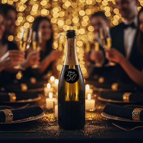 Mobiusea Creation Black Cheers to 50 & Thank You for Coming Stickers | 60pcs Round Gold Foil Stickers for 50th Birthday & Wedding Anniversary | Waterproof Envelope Seals for Party Favors in Kuwait