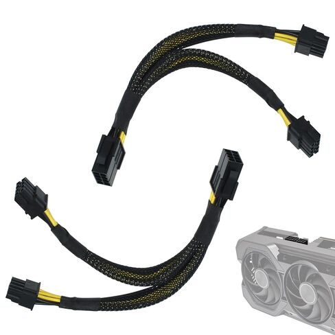 8 Pin PCIe Splitter Cable, 2-Pack PCIe 8 Pin Female to Dual 8 Pin (6+2) Male Power Adapter Cable, 8 Inch Braided Y-Splitter Power Extension Cables for GPU Graphics Card in Saudi Arabia