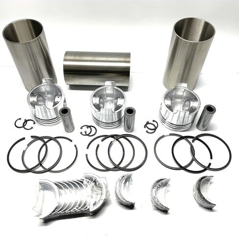 Piston set + cylinder liner + bearing set Compatible with Yanmar 3TNB82 Engine FX215M FX215 FF225D 215 AF22 AF24 Tractor in Kuwait