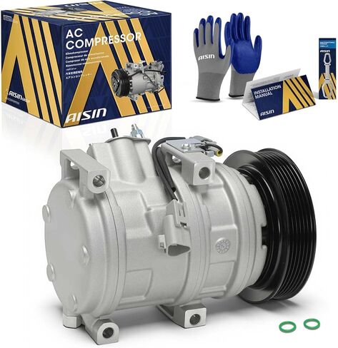 ضاغط مكيف هواء AISIN AFTERMARKET ACCT-00066 - متوافق مع Toyota Camry 02-06، Highlander 01-07، Avalon 00-04، Lexus RX300 ES300 99-03 - 3.0L 3.3L - مع أخدود 6 بكرات، مع قابض in Kuwait
