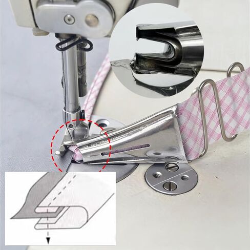 Adjustable Bias Tape Binder Foot for Sewing Machine (Fits up to 30mm) - Heavy Duty Stainless Steel Binding Attachment, Universal Low/High Shank Presser Foot for Quilting, Garment Hemming in Saudi Arabia