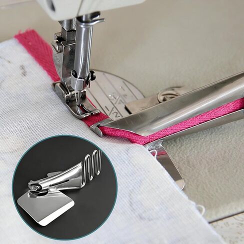 Adjustable Bias Tape Binder Foot for Sewing Machine (Fits up to 30mm) - Heavy Duty Stainless Steel Binding Attachment, Universal Low/High Shank Presser Foot for Quilting, Garment Hemming in Saudi Arabia