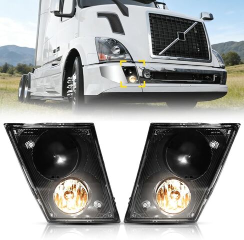 Fog Lights lamps Pair Set Compatible with Volvo VNL Truck 2004-2014 Passenger Right Driver Left Side,Replacement Fog Light Assembly （Black,One Light） in Saudi Arabia