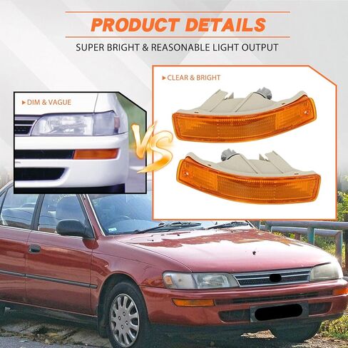 JX RACING Signal Lights Compatible with Toyoyta Corolla 1993-1997 AE100 JDM Front Bumper Lamp Turn Signal Light LH+RH Driver and Passenger Side 8151012720 8152012700 TO2531103 TO2530103 in Kuwait