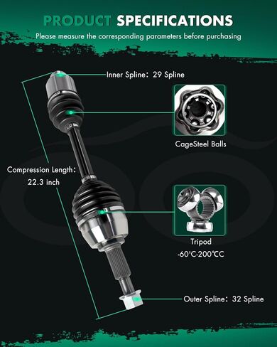 SCITOO Front CV Axle Drive Shaft Assembly Fit For Nissan For Murano 3.5L 2009-2014 Front Right Passenger Side NCV53994 66-6303 AWD in Kuwait