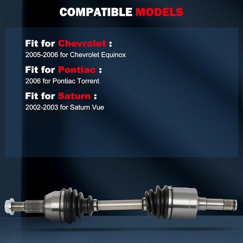 CCIYU 66-1400 Front CV Axle Shaft Assembly 2005-2006 for Chevrolet Equinox V6 3.4L,2006-2006 for Pontiac Torrent V6 3.4L,2002-2003 for Saturn Vue V6 3.0L,Front Left or Right in Kuwait