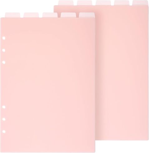 10 Sheets A5 Binder Dividers, Pink Binder Dividers with Tabs 6 Ring Insertable Plastic Index Divider Sheets for Planner Notebook Loose Leaf Binders in Saudi Arabia