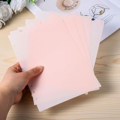 10 Sheets A5 Binder Dividers, Pink Binder Dividers with Tabs 6 Ring Insertable Plastic Index Divider Sheets for Planner Notebook Loose Leaf Binders in Saudi Arabia