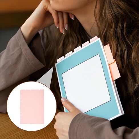10 Sheets A5 Binder Dividers, Pink Binder Dividers with Tabs 6 Ring Insertable Plastic Index Divider Sheets for Planner Notebook Loose Leaf Binders in Saudi Arabia