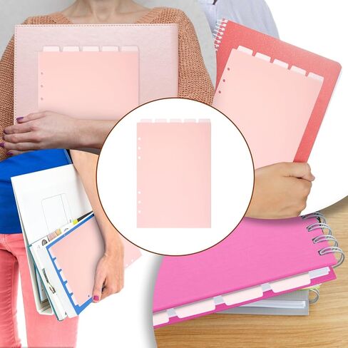 10 Sheets A5 Binder Dividers, Pink Binder Dividers with Tabs 6 Ring Insertable Plastic Index Divider Sheets for Planner Notebook Loose Leaf Binders in Saudi Arabia