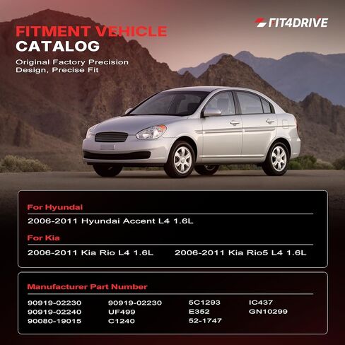حزمة ملف الإشعال UF499 وشمعات الإشعال إيريديوم 7090 المتوافقة مع 2006-2011 Hyundai Accent/Kia Rio Rio5 L4 1.6L استبدال 5C1293 E352 90919-02230 IC437 GN10299 90080-19015 52-1747 C1240 in Kuwait