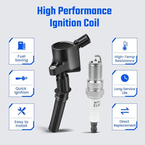 4.6L DG508 Ignition Coil Pack and SP413 Spark Plugs Compatible with Ford 2000-2010 F150, 2000-2004 Mustang Expedition Explorer, Lincoln, Mercury, 4.6L V8 DG508 FD503 in Saudi Arabia