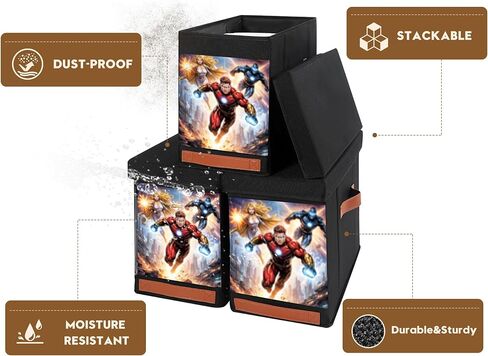 Comic Book Storage Box with Display Window, 3-Pack Collapsible Storage Case, Holds 150 Modern & Silver Age Comics Each, Heavy Duty, Stackable & Waterproof, Black in Saudi Arabia