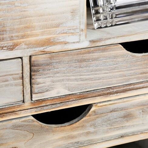 Large Adjustable Wooden Office Desk Organizer For Desktop, Tabletop, or Counter – Wood Storage Shelf Rack – For Office Supplies, Desk Accessories, or Mail - Barnwood (Vintage, Large) in Saudi Arabia