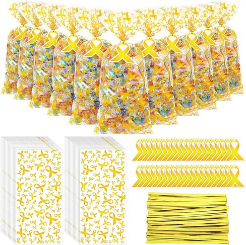Gueevin 150 Set Mental Health Awareness Cellophane Gift Bags Bulk Green Ribbon Mental Health Awareness Items Treat Goodie Candy Bag with Twist Tie Card for Public Charity Campaign Supply(Green) in Kuwait