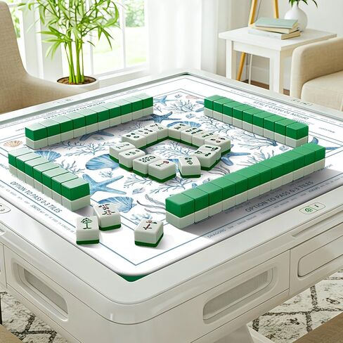 Starfish Scallop Ocean Theme Mahjong Mat (31.5" x 31.5") with Black Carrying Bag, Anti-Slip, Noise-Reducing Mahjong Rubber Mat for Mahjong/Poker/Board Games/Card Games/Dominoes in Kuwait