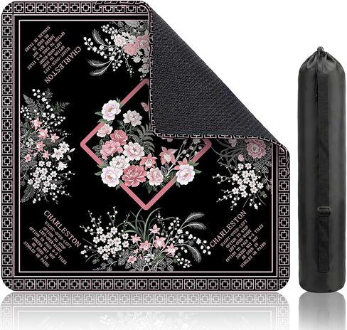 Starfish Scallop Ocean Theme Mahjong Mat (31.5" x 31.5") with Black Carrying Bag, Anti-Slip, Noise-Reducing Mahjong Rubber Mat for Mahjong/Poker/Board Games/Card Games/Dominoes in Kuwait