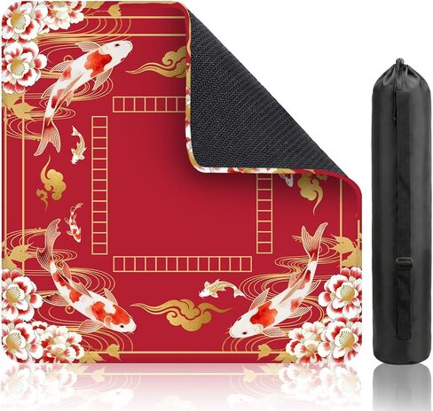 Starfish Scallop Ocean Theme Mahjong Mat (31.5" x 31.5") with Black Carrying Bag, Anti-Slip, Noise-Reducing Mahjong Rubber Mat for Mahjong/Poker/Board Games/Card Games/Dominoes in Kuwait
