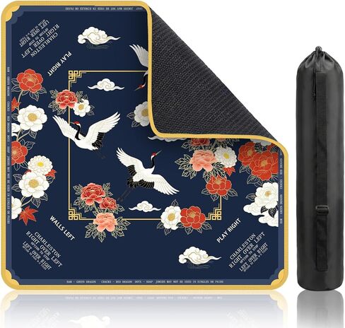 Starfish Scallop Ocean Theme Mahjong Mat (31.5" x 31.5") with Black Carrying Bag, Anti-Slip, Noise-Reducing Mahjong Rubber Mat for Mahjong/Poker/Board Games/Card Games/Dominoes in Kuwait