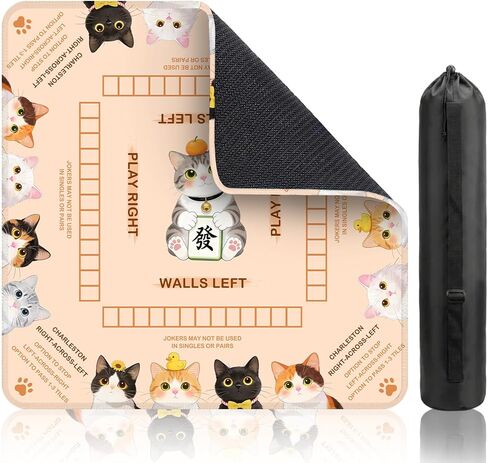 Starfish Scallop Ocean Theme Mahjong Mat (31.5" x 31.5") with Black Carrying Bag, Anti-Slip, Noise-Reducing Mahjong Rubber Mat for Mahjong/Poker/Board Games/Card Games/Dominoes in Kuwait