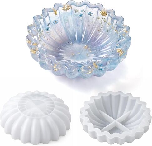 Flower Bowl Resin Casting Molds, Lotus Silicone Resin Bowl Mold 5.24 x 1.65 inches Fruit Storage Tray Epoxy Casting Molds for Epoxy for DIY Jewelry Holder Trinket Container Candle Holder in Saudi Arabia