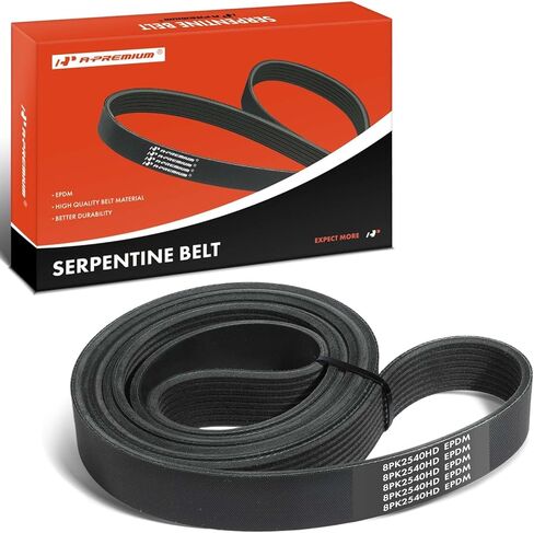 حزام سيربنتين A-Premium 100 شديد التحمل لسيارات Ford & International Harvester وPeterbilt - F-250 F-350 F-450 F-550 Super Duty, 3400, 4600, 4700, 4800, 4900, 4700LPX, 9200i SBA, 385 in Kuwait