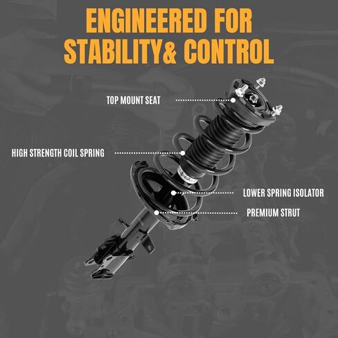 KUIPERAUTO Rear Strut Suspension Shock Assembly with Coil Spring Compatible with 2008-2010 Toyota Highlander, 1333320L 1333320R Left & Right 2PCS Replacement Struts in Kuwait